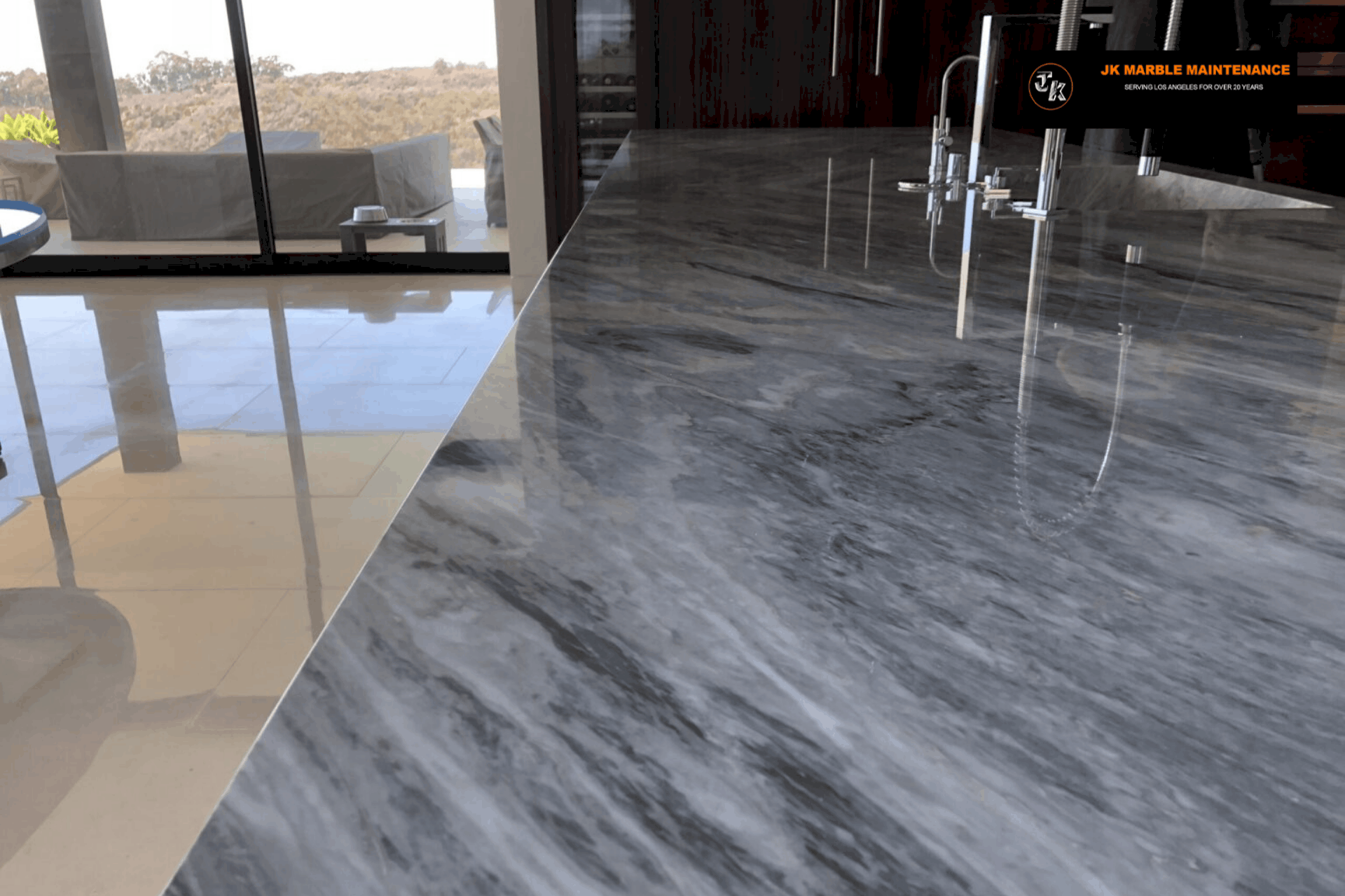 Marble countertop polished & Sealed